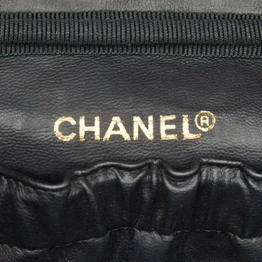 CHANEL Black Lambskin Leather Vanity Bag